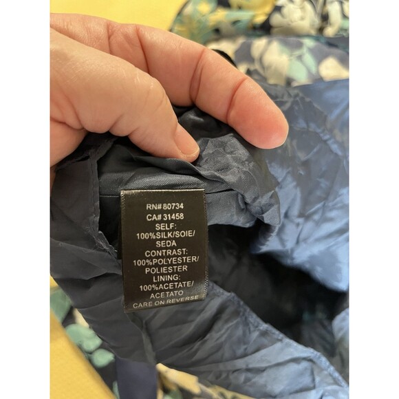 BCBG Paris Dress Floral Sleeveless Pleated Skirt Square Neck Silk Blue/Yellow 2 - Picture 10 of 11